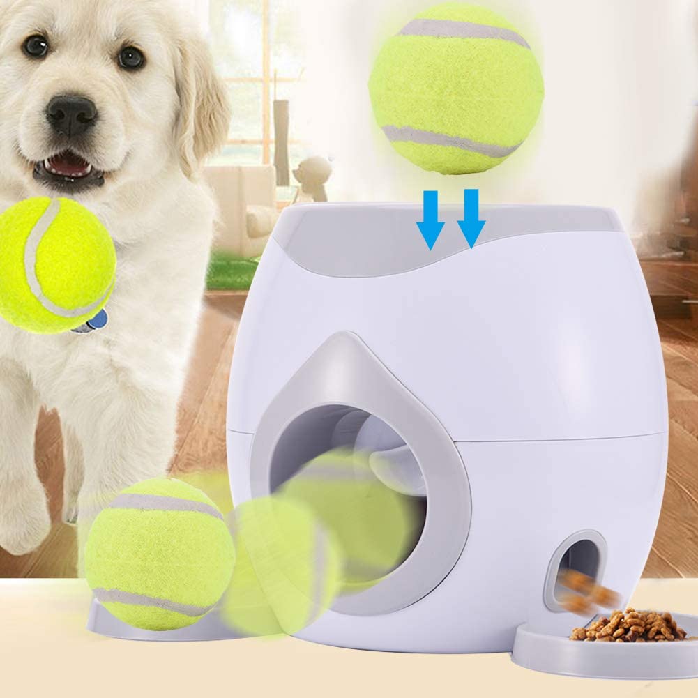  Juguete del lanzador de la pelota de tenis para mascotas, alimentador para perros, máquina de recompensa, lanzador, tratamiento interactivo, juguete de alimentación lenta, adecuado para gatos y perros 