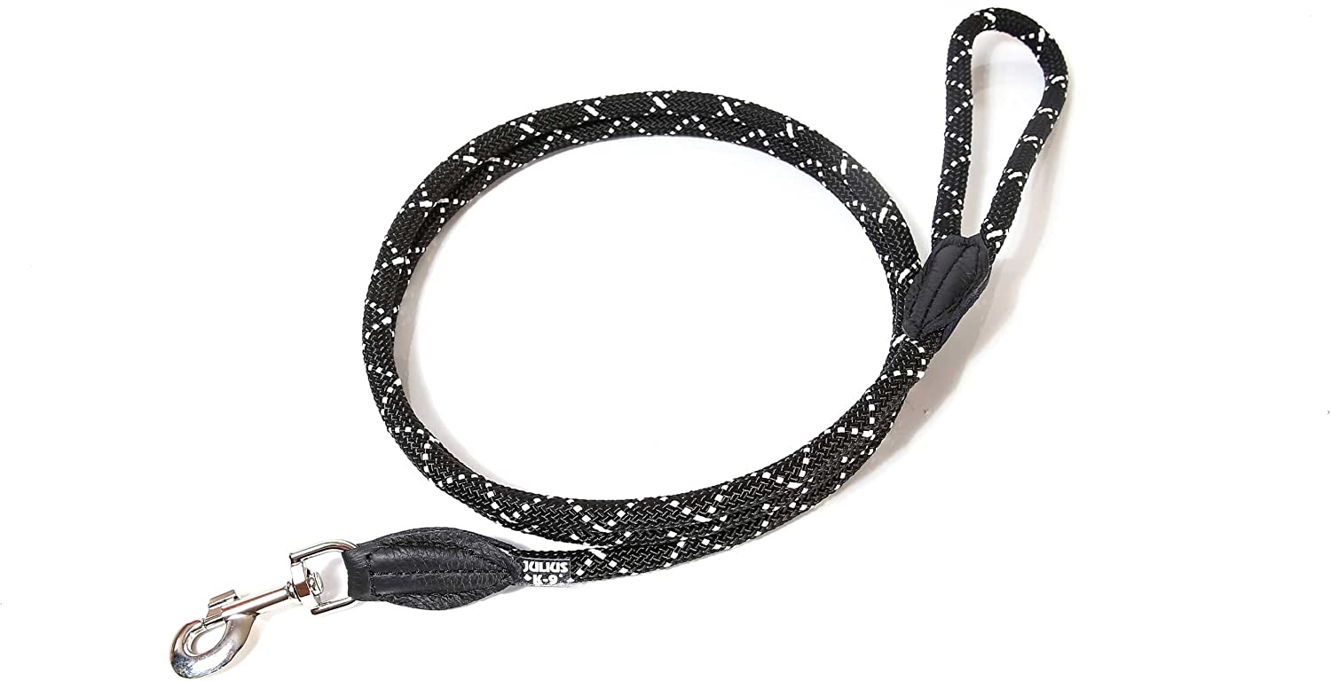  Julius K9 IDC String Leash Diam.12Mm X 1,2M Normal Carabiner-Black-Fluorescens, Negro, 1.2 cm 