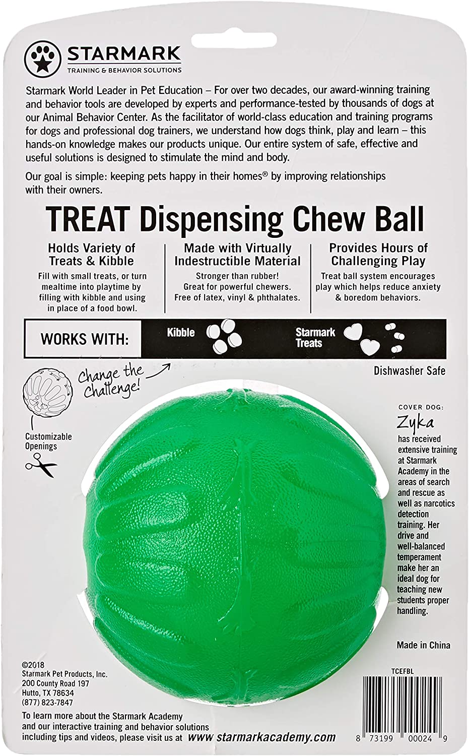  JULIUS K9 Treat Dispensing Chew Ball-L, 10 Cm, Multicolor 