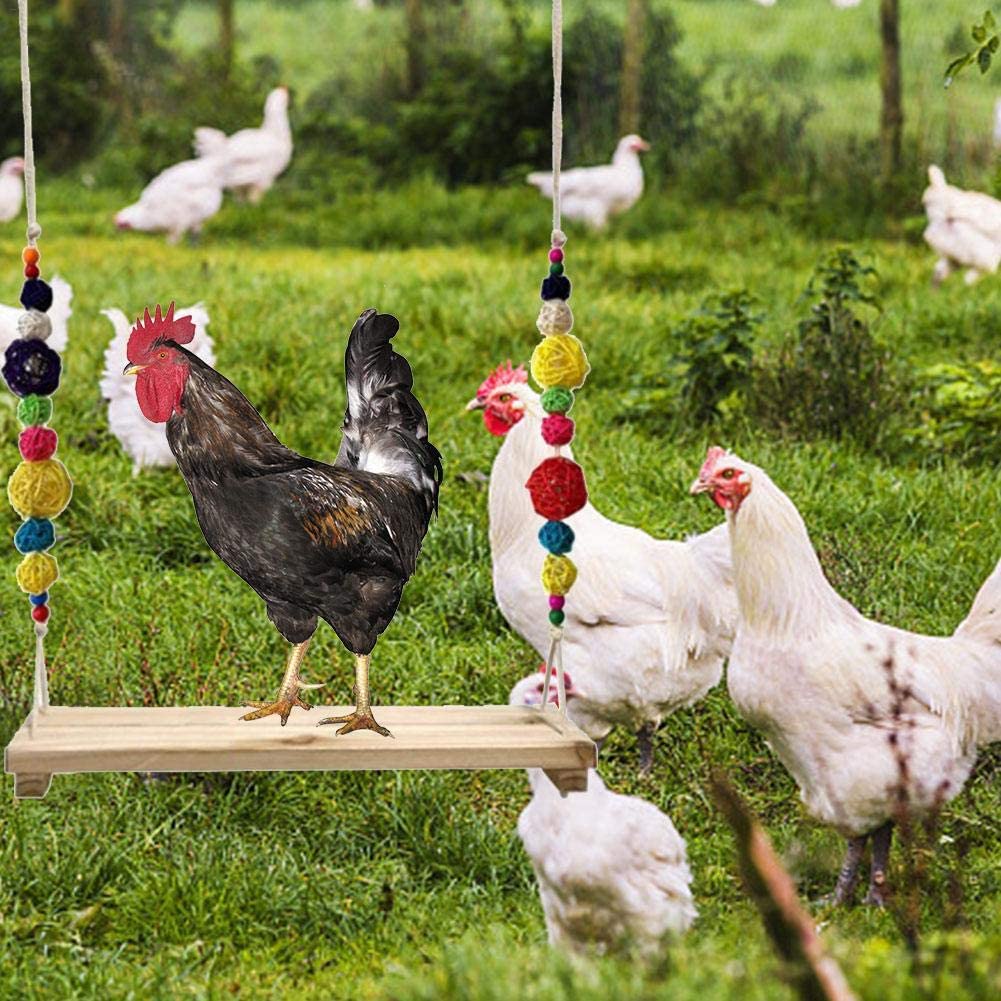  kioski Columpio para Loros Grandes y, Escalera, de, Juguete para pájaros mordisco, Juguete para Loros, Perca de Madera Hecha a Mano, Loro para pájaros con Campanas, Entrenamiento para Mascotas 