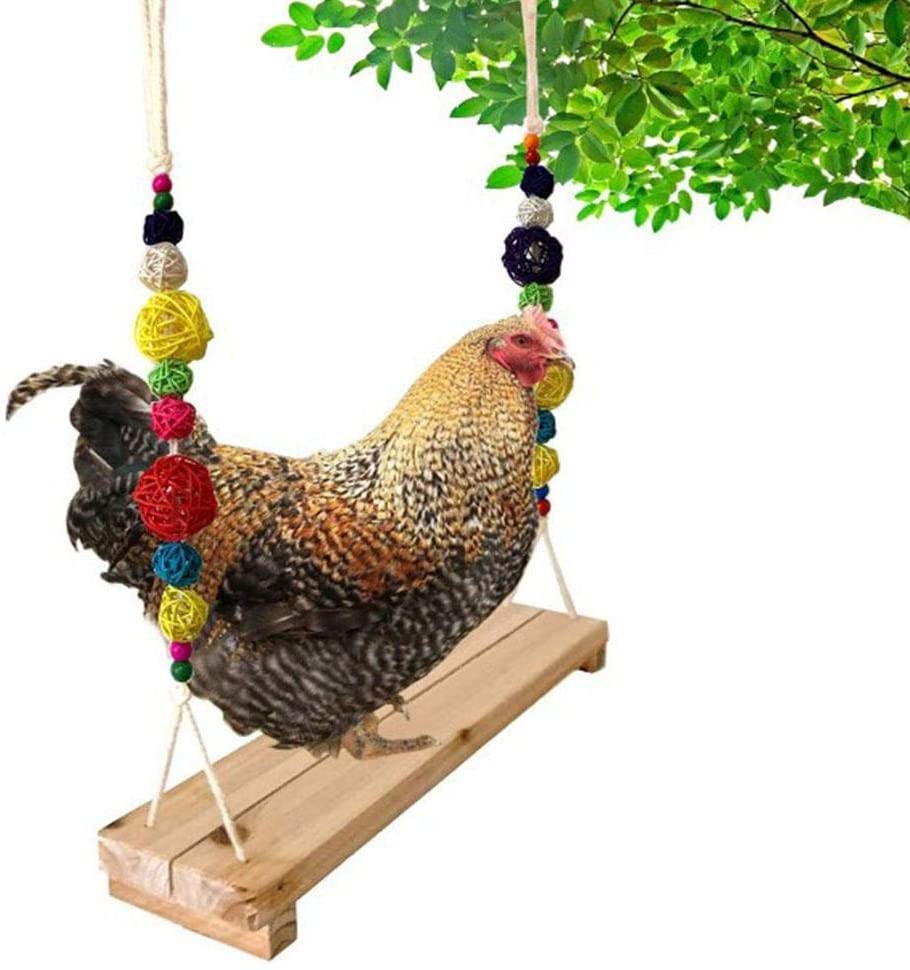  kioski Columpio para Loros Grandes y, Escalera, de, Juguete para pájaros mordisco, Juguete para Loros, Perca de Madera Hecha a Mano, Loro para pájaros con Campanas, Entrenamiento para Mascotas 