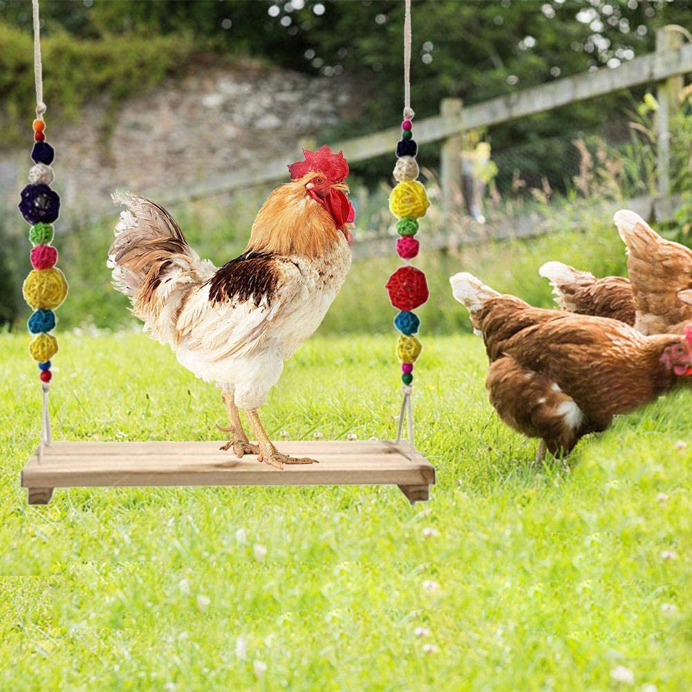  kioski Columpio para Loros Grandes y, Escalera, de, Juguete para pájaros mordisco, Juguete para Loros, Perca de Madera Hecha a Mano, Loro para pájaros con Campanas, Entrenamiento para Mascotas 