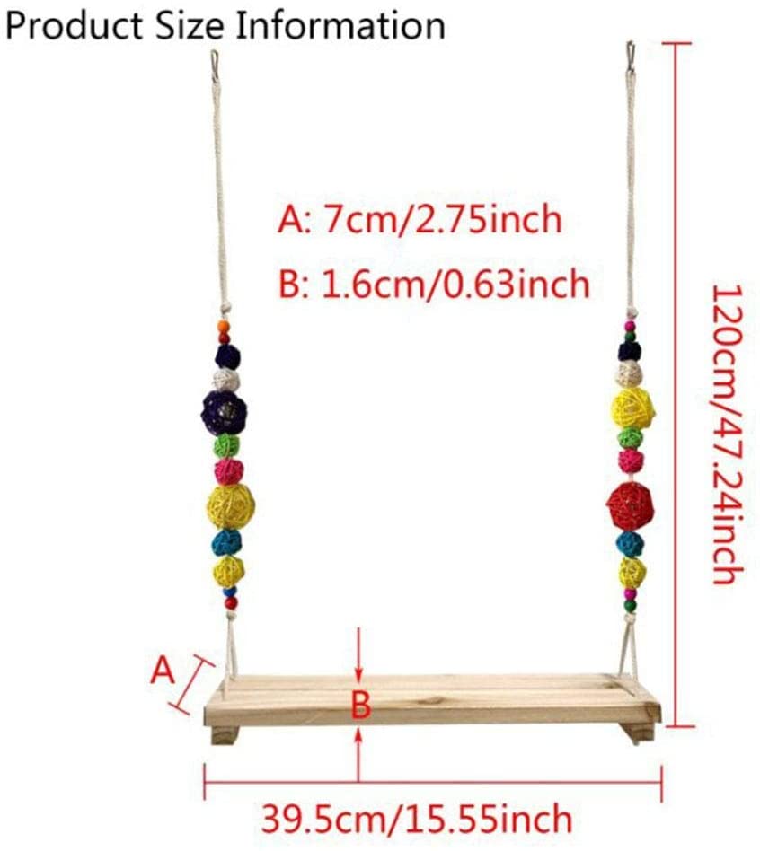  kioski Columpio para Loros Grandes y, Escalera, de, Juguete para pájaros mordisco, Juguete para Loros, Perca de Madera Hecha a Mano, Loro para pájaros con Campanas, Entrenamiento para Mascotas 