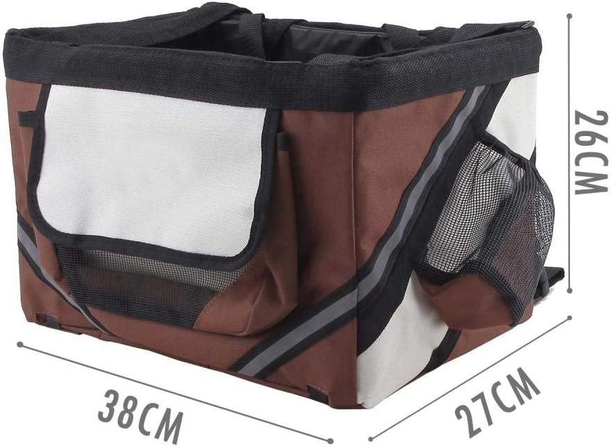  KNFBOK Bolsa Manillar Cesta Bici Bolsa de Bicicleta para Mascotas,Viaje,Coche,Gato,Perro,Bicicleta,Canasta de Bicicleta,Bolsa de Bicicleta,práctica,de Menos de 6 kg - marrón 