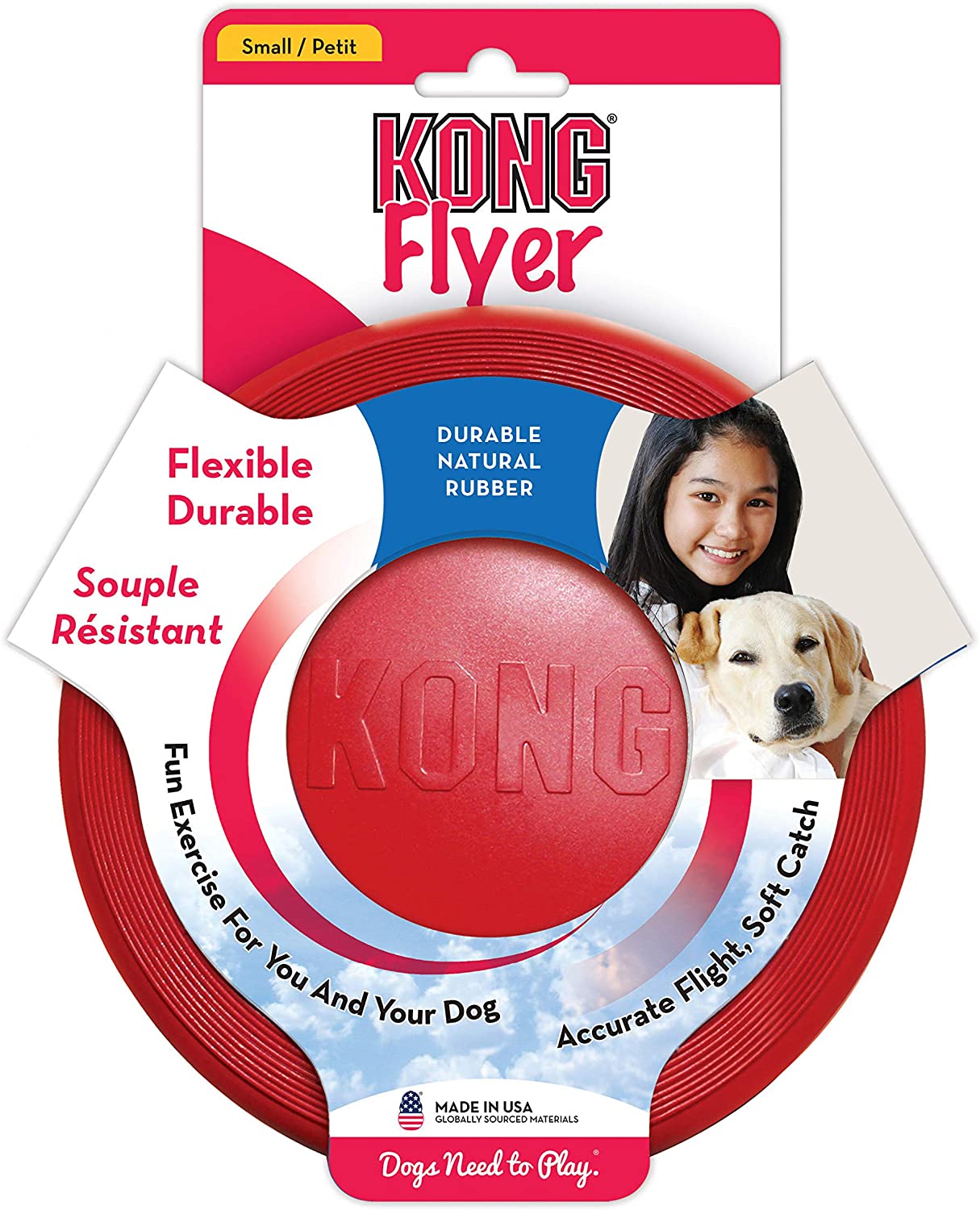  KONG - Flyer - Frisbee de caucho resistente - Raza pequeña 