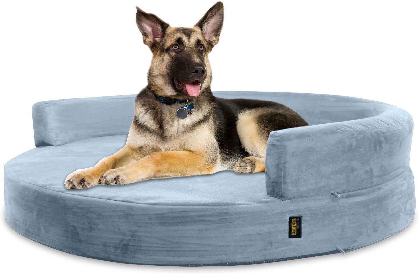  KOPEKS Sofa Redondo Cama Gris para Perro Perros Mascotas Extra Grande XL con Memoria Viscoelástica Colchón Ortopédico 127 cm Diámetro - Round Lounge XL Grey 