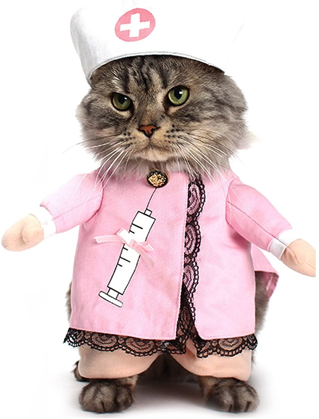  L-Peach Disfraz de Pirata Ropa Traje Uniforme para Mascotas Animal Doméstico Gato Perro con Dos Patas y Gorro para Halloween Navidad L 