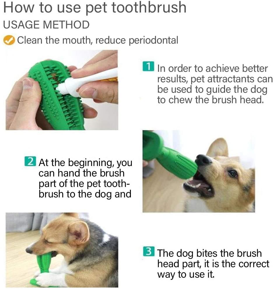  LEONMAR Stick para cepillos de dientes para perros, 2019 New Pets Goma natural no tóxica para perros, Limpieza de Dientes para Perros Cuidado bucal Masticación para Cachorros (M, Verde) 