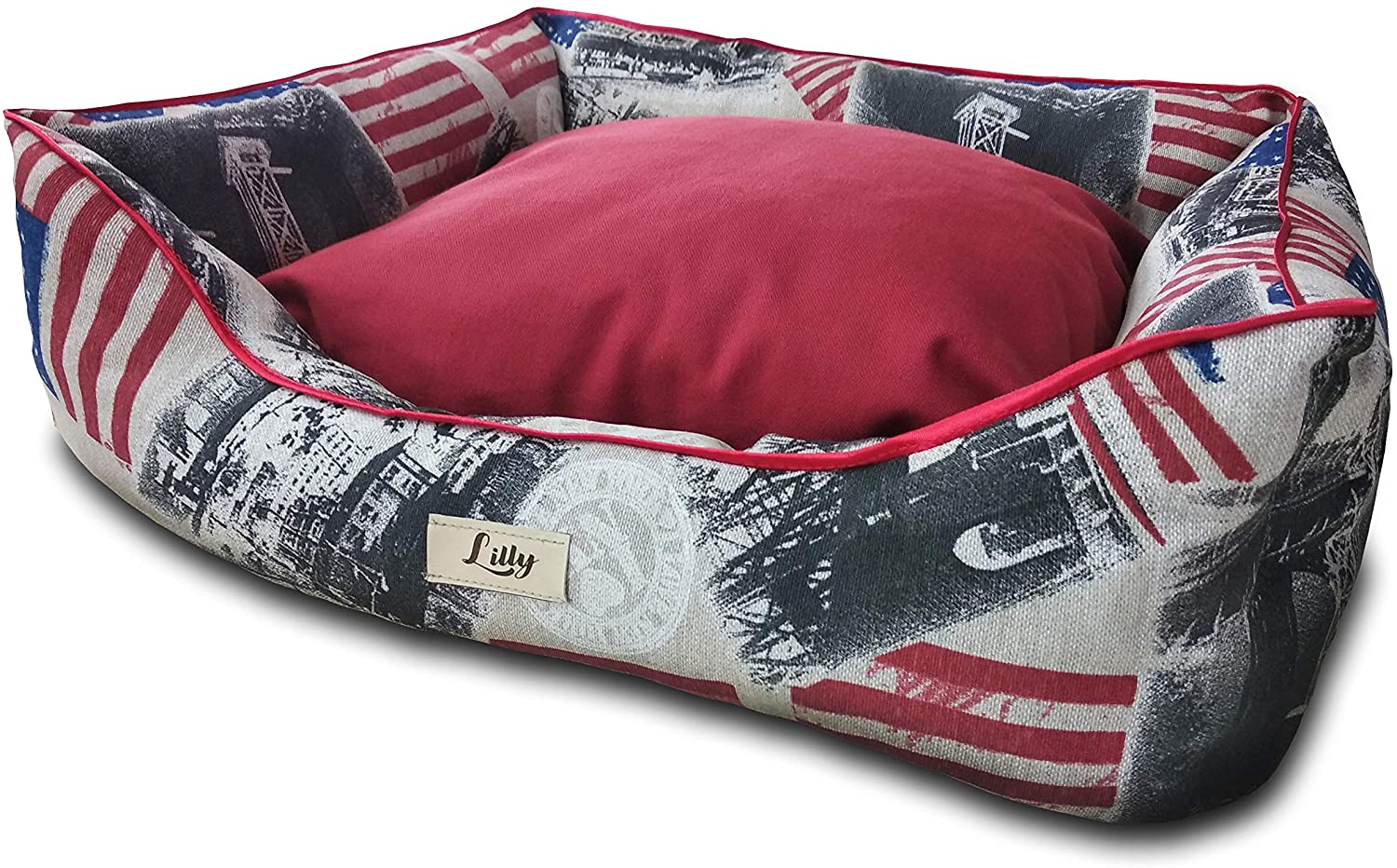  Lilly - Cama para Perros Acolchada con Tratamiento Antibacteriano y antiolor Clean Project®, tamaño 50 x 40 x 17 cm 