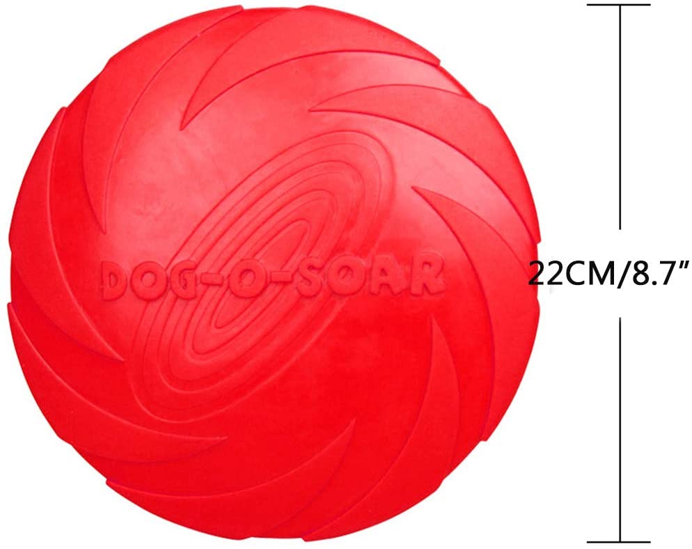  Linnuo Frisbee Perro Resistente Vuelo Disco Juguetes Interactivos Animal Juguetes de Entrenamiento Suave para Mascotas (Rojo,L) 