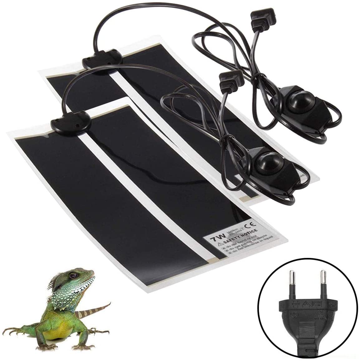  Liuer 2PCS Manta Termica Reptiles Ajustable Reptil Heat Mat con Control De Temperatura Reptiles-Estera de Calefacción para Reptiles,Tortugas,Serpientes,Lagarto,Gecko,Araña (7W) 