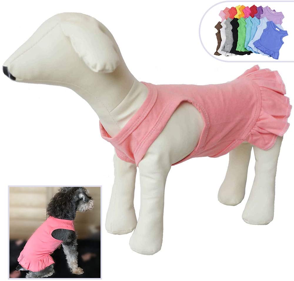  Longlongpet 2019 - Vestido de perro deportivo para perros en miniatura, tamaño pequeño, 100% algodón, 18 colores 