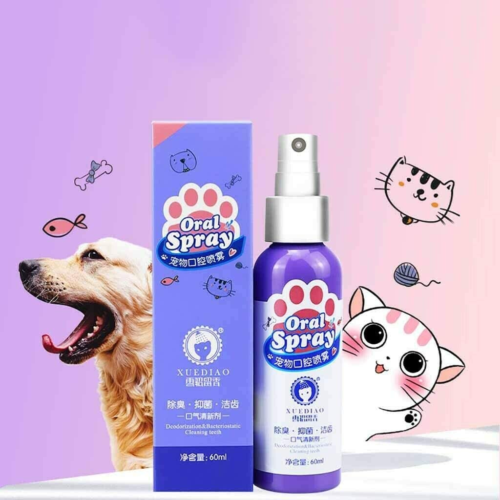  LZEN ambientador de Aliento para Mascotas, Olor a Spray Dental para Mascotas Elimina el Olor Previene Placa Calculus Limpieza de Dientes Niebla para Perro Gato 