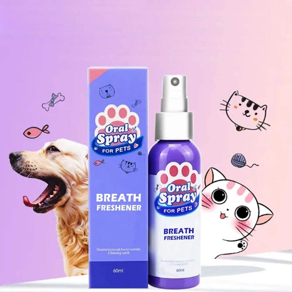  MARFUNY Spray de ambientador de Aliento para Mascotas, Limpiador de Dientes para Perros y Gatos Cuidado bucal Enjuague bucal de Aliento Fresco Cuidado Dental Saludable no tóxico 