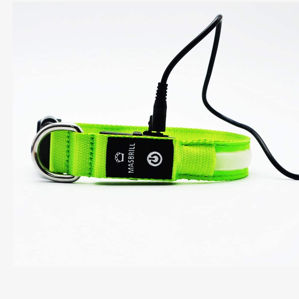  MASBRILL Collar de Perro Recargable de Seguridad LED - Collar Seguro Intermitente para Mascotas - Impermeable 