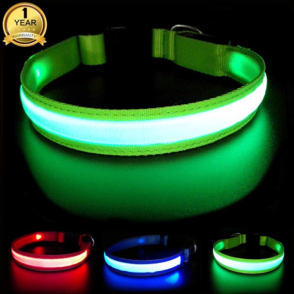  MASBRILL Collar de Perro Recargable de Seguridad LED - Collar Seguro Intermitente para Mascotas - Impermeable 