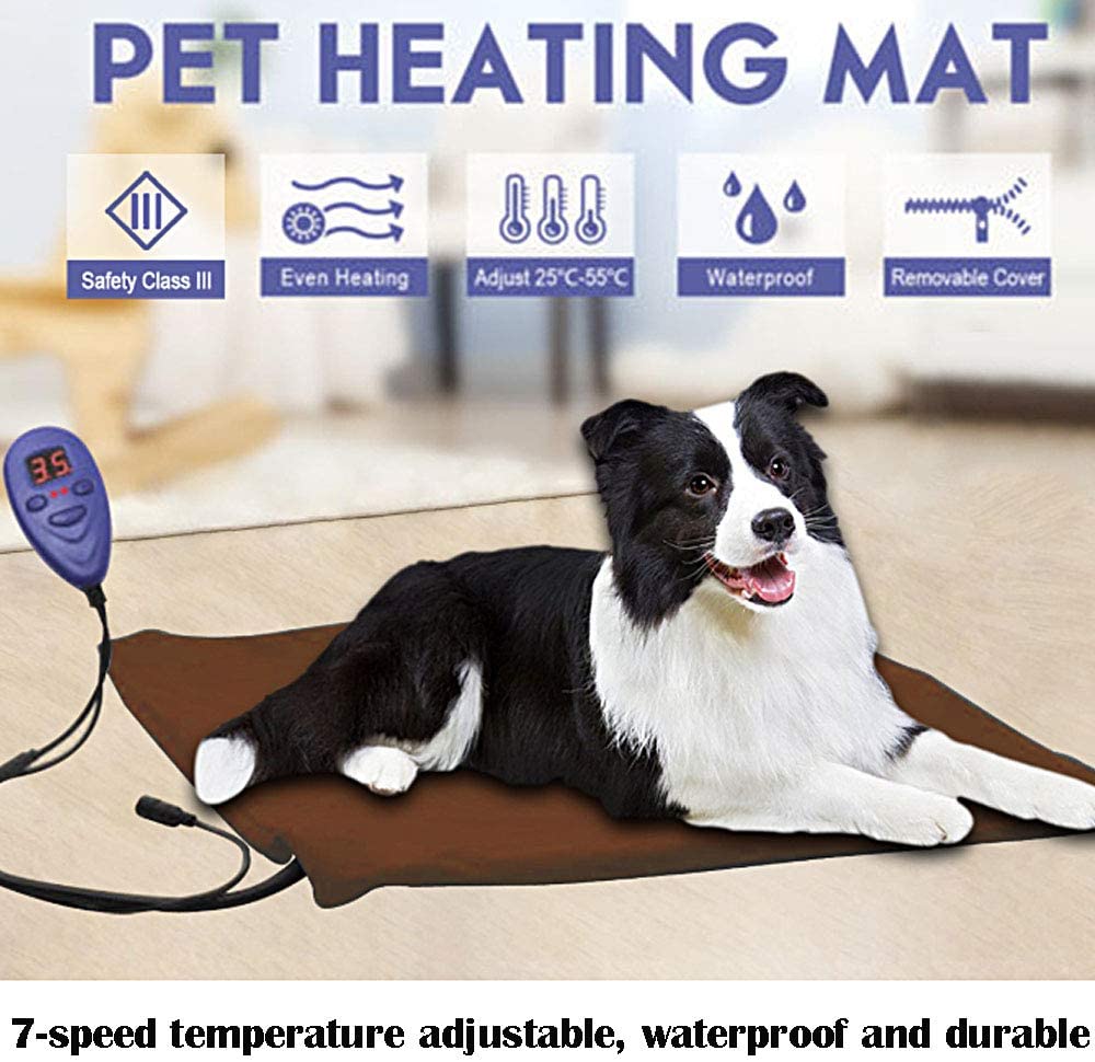  Mascota extraíble del cojín de calefacción grande, gato perro eléctrico Placa Térmica Impermeable Calentamiento ajustable de baja tensión Mat Manta El calentamiento espontáneo con Anti-mordedura Tubo 