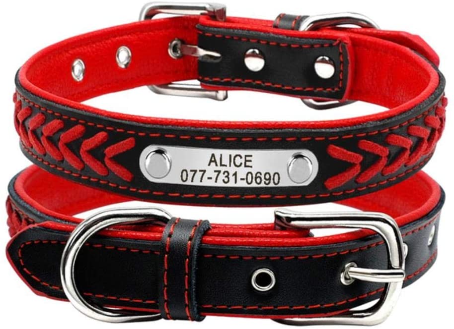  Mascotas Perros Collar De Perro De Cuero Collares Personalizados Con Placa De Identificación Collar De Etiqueta De Identificación De Mascota Personalizado Para Perros Pequeños Medianos Grandes Pitbu 