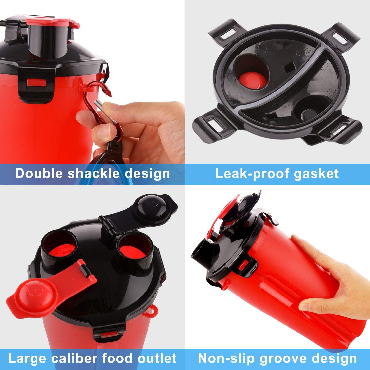  MATT SAGA Botella de Agua para Perros Portatil Envase de Comida para Perros con 2 Plegable Tazones para Perros Gatos Mascotas Adecuado para al Aire Libre Caminar Viajar (Rojo) 