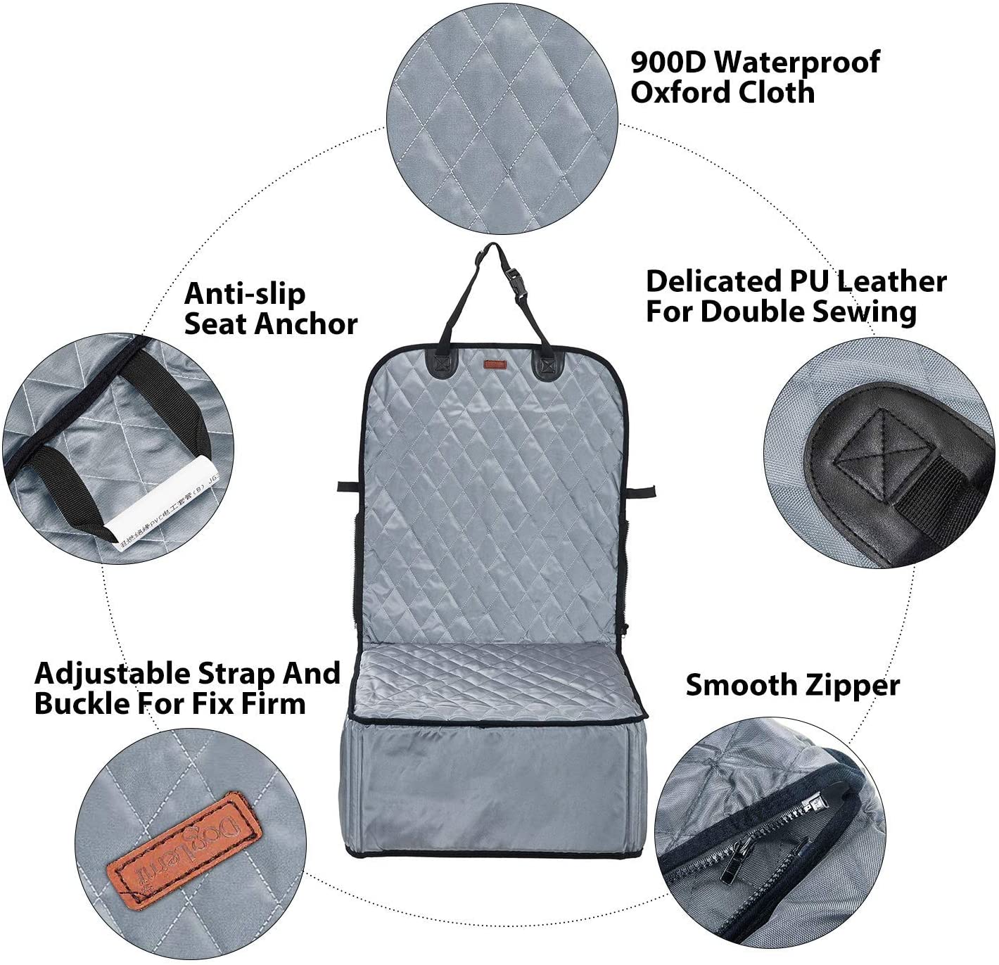  Maxmer Capazo de Perro Transportín 2-1 Multiuso Plegable Asiento del Coche Portador Perro Mochila Coche para La Aerolínea de Viajes, Color Gris 