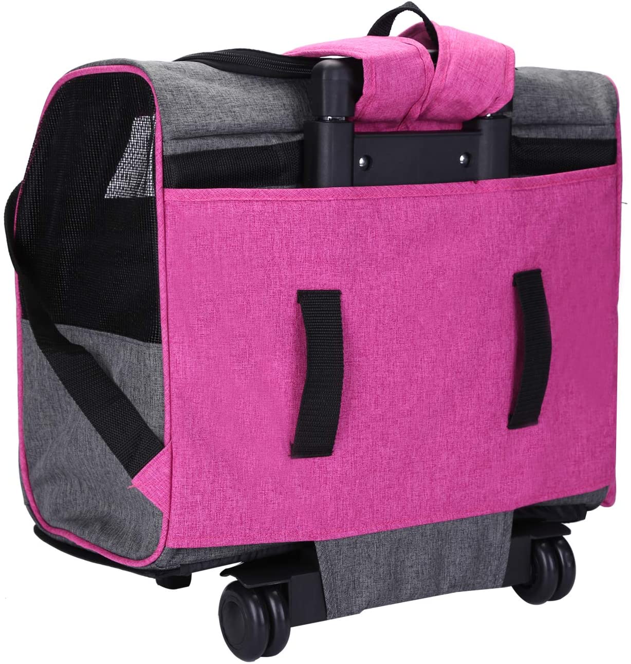  Maxmer Transportín Perro Carrito de Mascotas Capazo Perro Mochila Gatos Trolley Perros para Línea Aérea, Color Rosado 