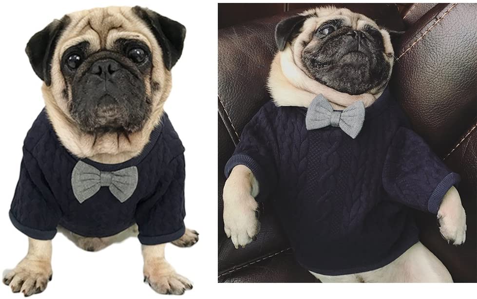  Meioro Suéter de Pajarita de Perro Ropa de Mascotas Chaqueta Perros Ropa Ropa de Mascota Linda Chupetes de Perros abrigados Ropa de Gato Cachorros Ropa de Bulldog francés Ropa de Pug（XL） 