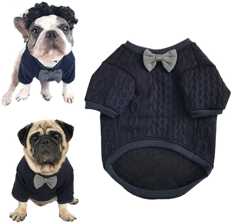  Meioro Suéter de Pajarita de Perro Ropa de Mascotas Chaqueta Perros Ropa Ropa de Mascota Linda Chupetes de Perros abrigados Ropa de Gato Cachorros Ropa de Bulldog francés Ropa de Pug（XL） 