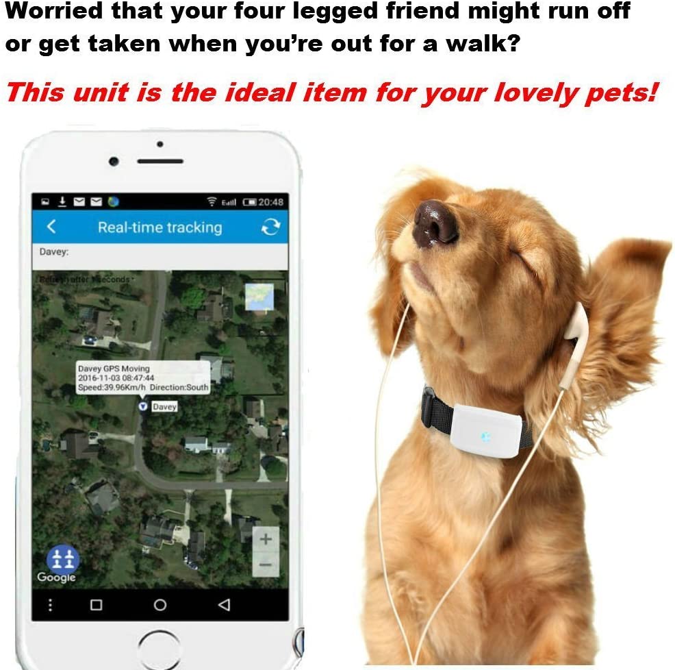  Mini GPS Localizador de Collar para Mascotas, impermeable Rastreador collar para perros y gatos Aplicación para smartphone PC Tablet 