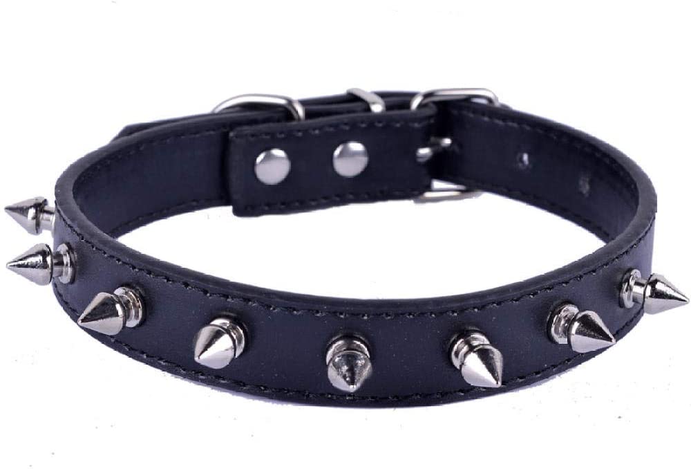  MMWW Punk Spike collare per animali in Pelle PU con Borchie cordino per guinzaglio cordino per animali domestici accessori per cani collare per cani Pitbull Pastore tedesco-Black_31x1.5cm 