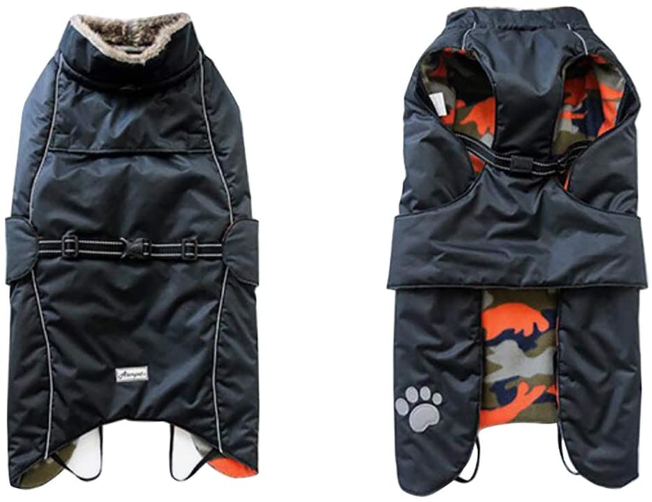  Morezi Abrigo Impermeable para Perro, Abrigo de Invierno para Perro con Forro Polar Acolchado, Ropa para Perro con Bandas Ajustables y cordón de Ajuste en Invierno 