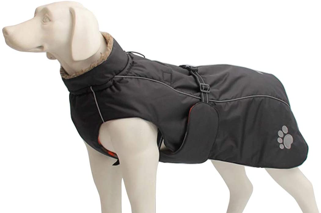  Morezi Abrigo Impermeable para Perro, Abrigo de Invierno para Perro con Forro Polar Acolchado, Ropa para Perro con Bandas Ajustables y cordón de Ajuste en Invierno 