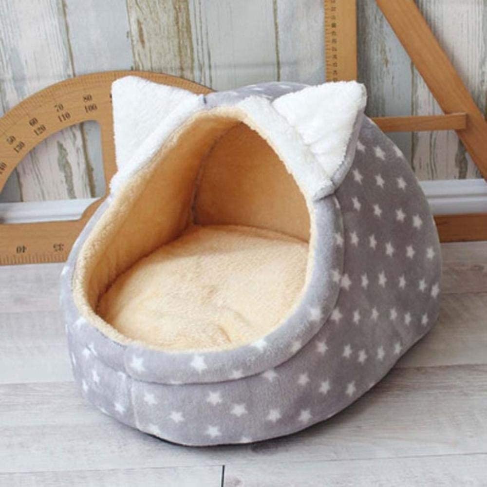  MRDS Nido Casa del Animal doméstico con Plegable Base de la Estera del Gato del Perro Cama para pequeñas y Medianas Perros Que viajan perreras para los Gatos Cachorros,marrón de la Pata,36x35x25cm 