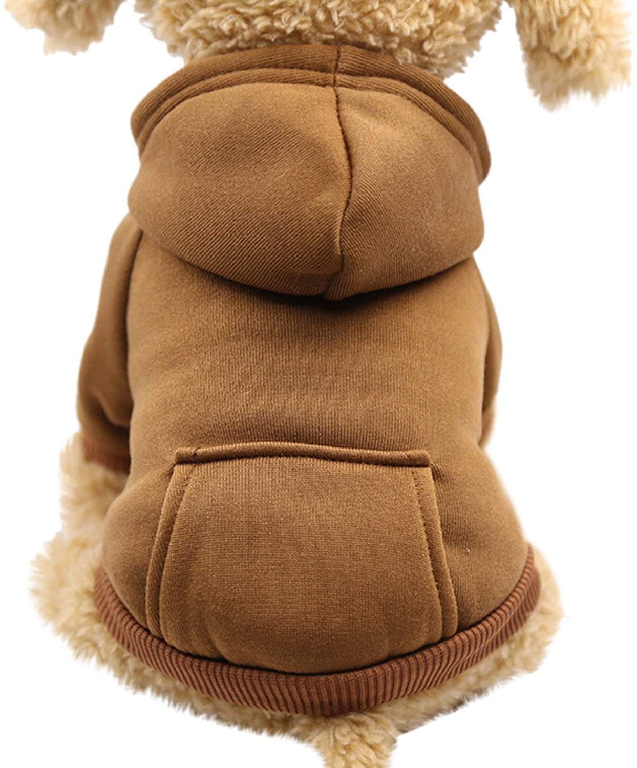  NA Sudaderas con Capucha de poliéster con Bolsillo Ropa para Perros Ropa para Mascotas Ropa de Invierno cálida para Perros Marrón XS 