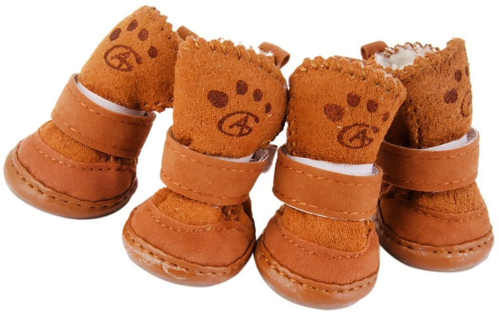  NaiCasy 2 Zapatos de los Pares del Gato del Perro del Animal doméstico Zapatos al Aire Libre Zapatos de Goma Antideslizante de Abrigo para Animales pequeños - Productos de Brown para Perros 