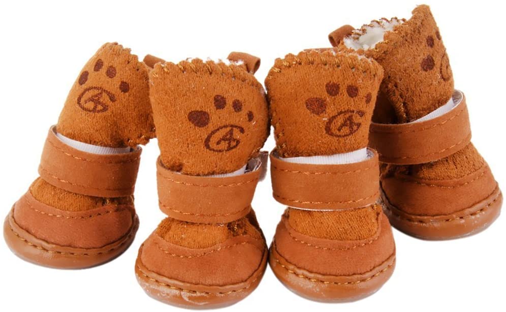  NaiCasy 2 Zapatos de los Pares del Gato del Perro del Animal doméstico Zapatos al Aire Libre Zapatos de Goma Antideslizante de Abrigo para Animales pequeños - Productos de Brown para Perros 