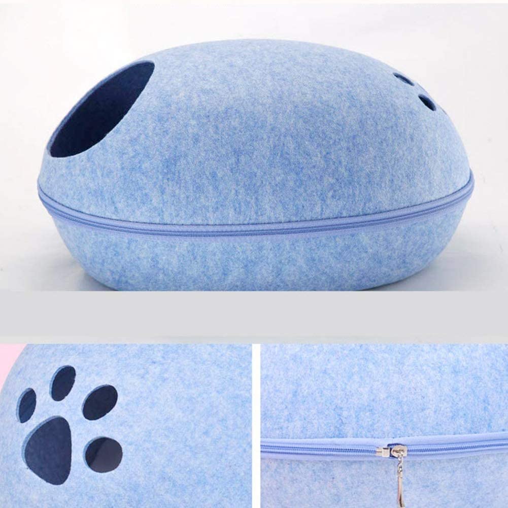  Naisidier Semi Cerrado Fieltro Cama del Animal doméstico con cojín Plegable casa del Animal doméstico del Perro de Perrito de la Perrera del Gato Desmontable Cama el Dormir Light Blue 