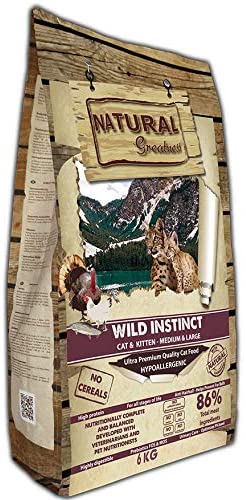  Natural Greatness Pienso seco para Gatos Receta Wild Instinct. Ultra Premium - Cat & Kiiten Medium & Large - Todas Las Razas. 6 kg 