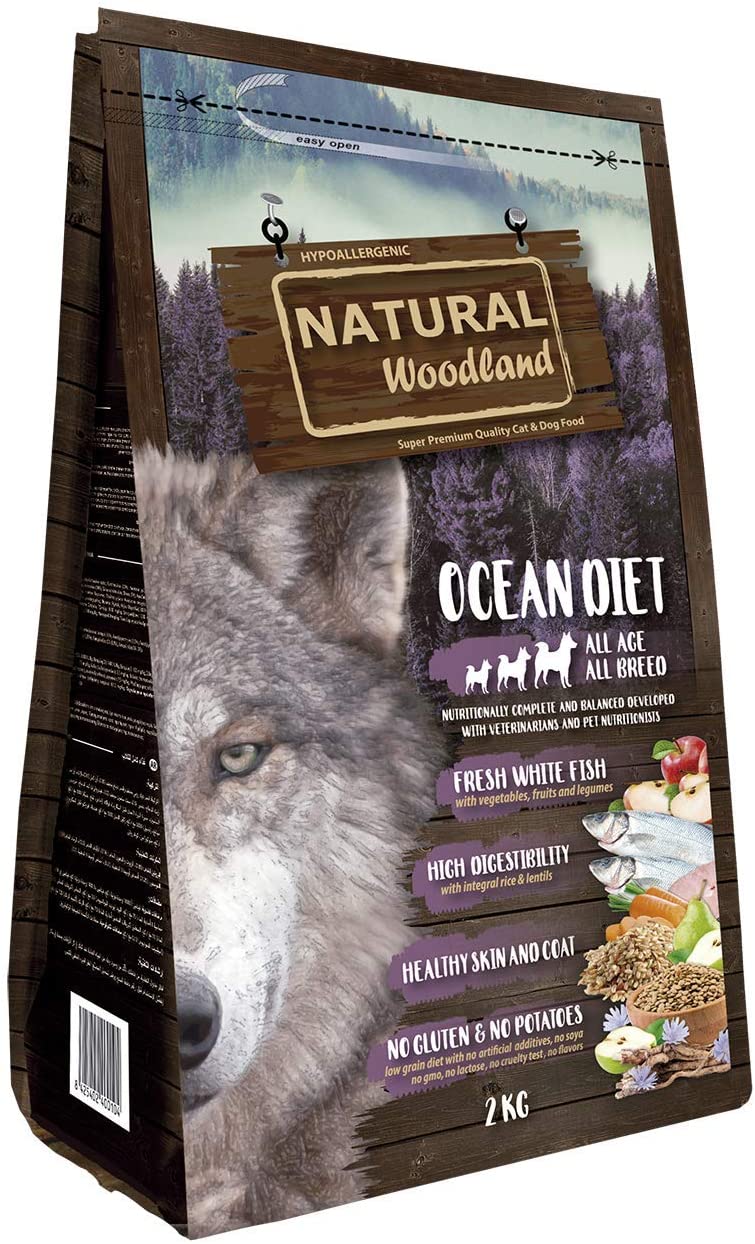  Natural Greatness Pienso Seco para Perros Receta Natural Woodland Ocean Diet. Super Premium. Todas Las Razas y Edades. Sin Gluten (2 Kg) 