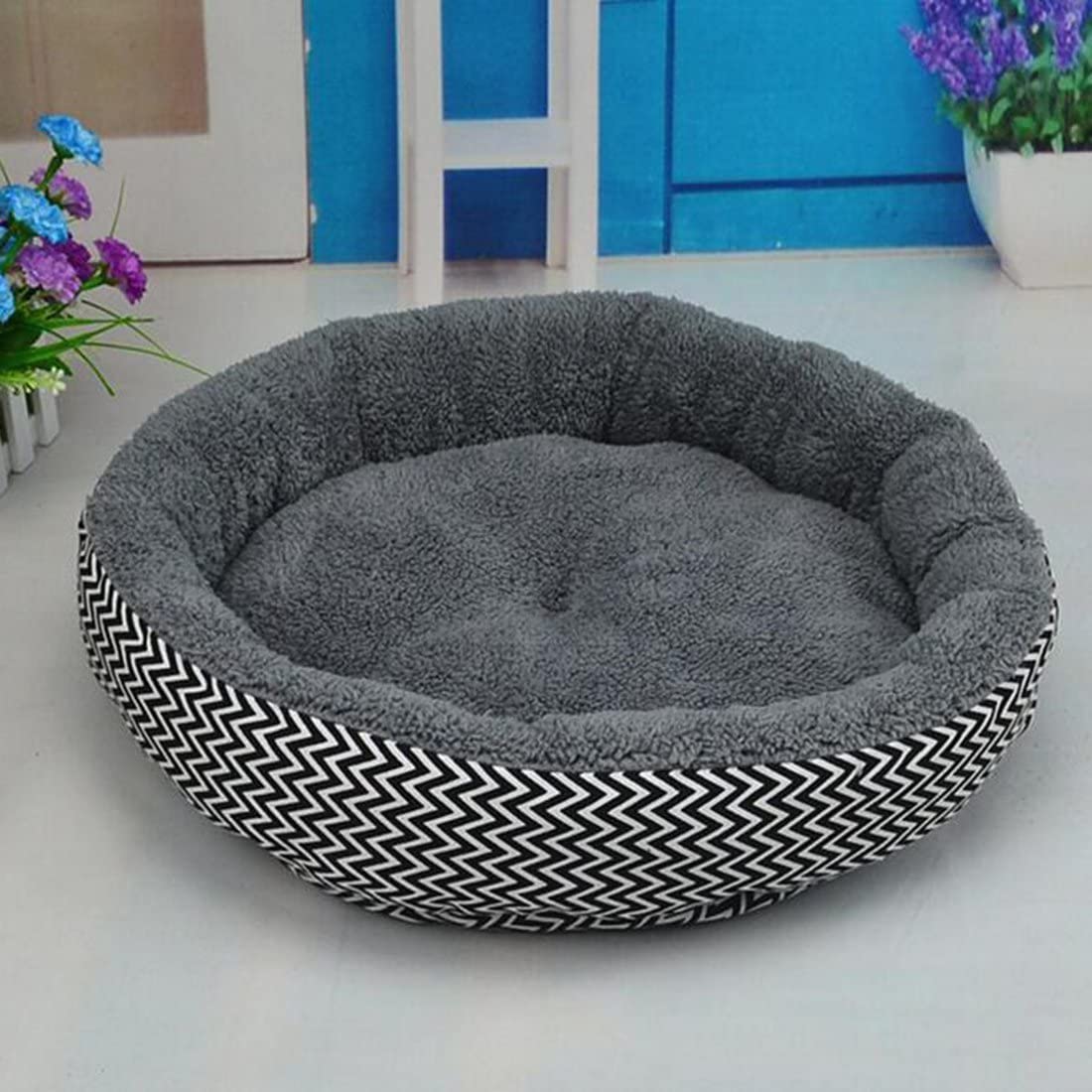  NiceButy - Cojín/Cama para Animales de compañía (Cachorros, Gatos, Perros.) en Color Gris con Peluche en la Parte Interior 