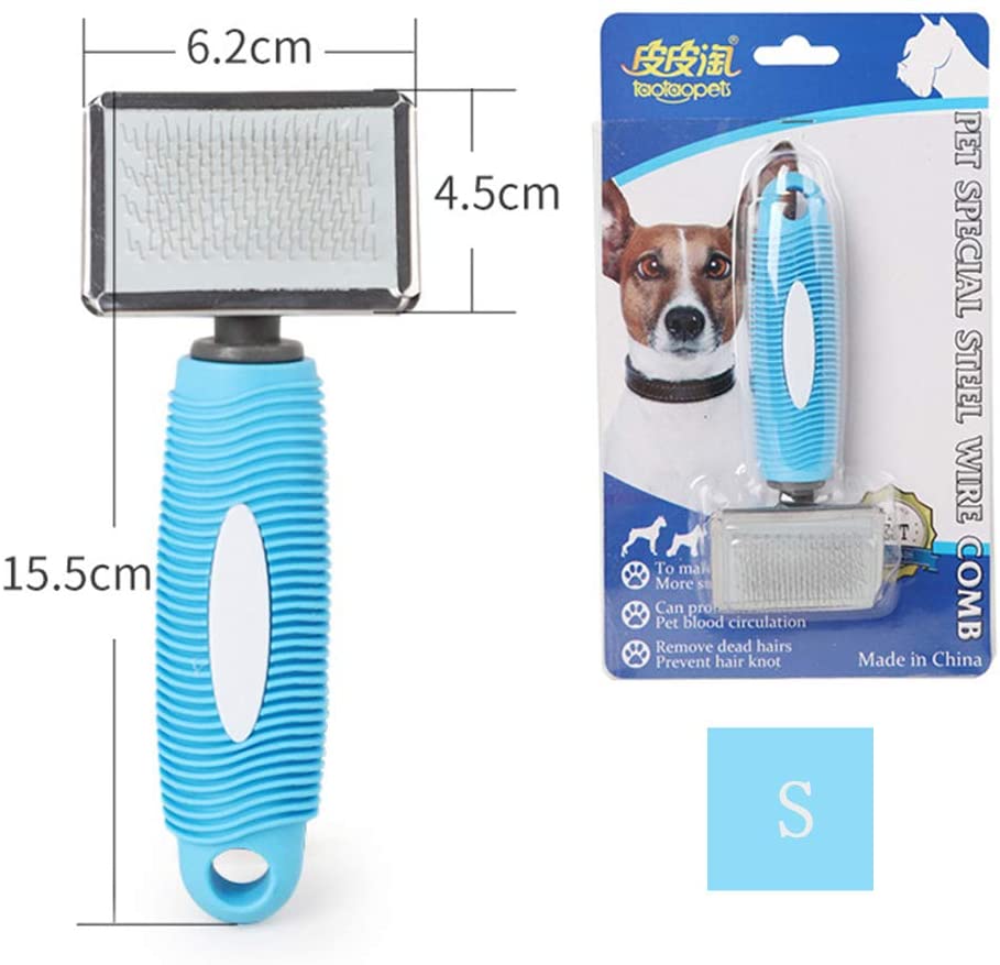  NiFuQin Pincel de Limpieza Automática para Perros Mascotas, Cepillo para Aseo Personal, para Perros Gatos Grandes Pequeños con Pelo Corto O Largo, el Mejor Cepillo para Pelos,Blue,S 