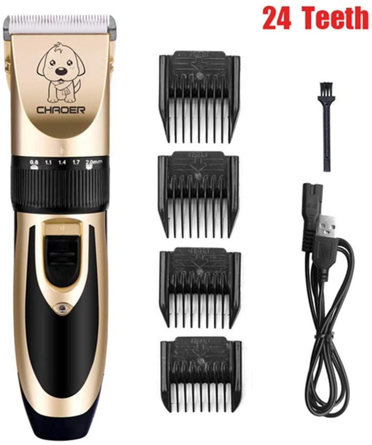  nobrand Mascotas Recortador De Pelo Perro Gato Cortapelos para Pequeñas Mascotas Medianas Grandes Electric Nail Clipper Conjunto 110-240V 24 Dientes 