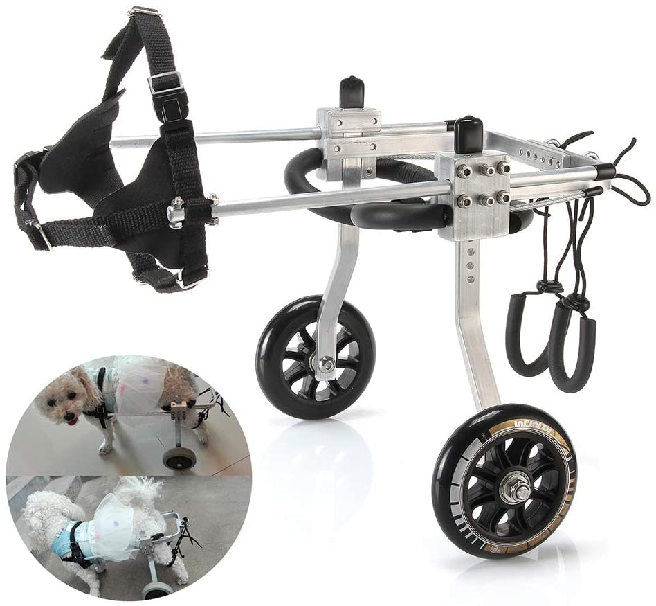  NSpape Silla de Ruedas para Perro, Silla de Ruedas Ajustable para Perros discapacitados, para pasear al Coche, para Perros pequeños y Ancianos 