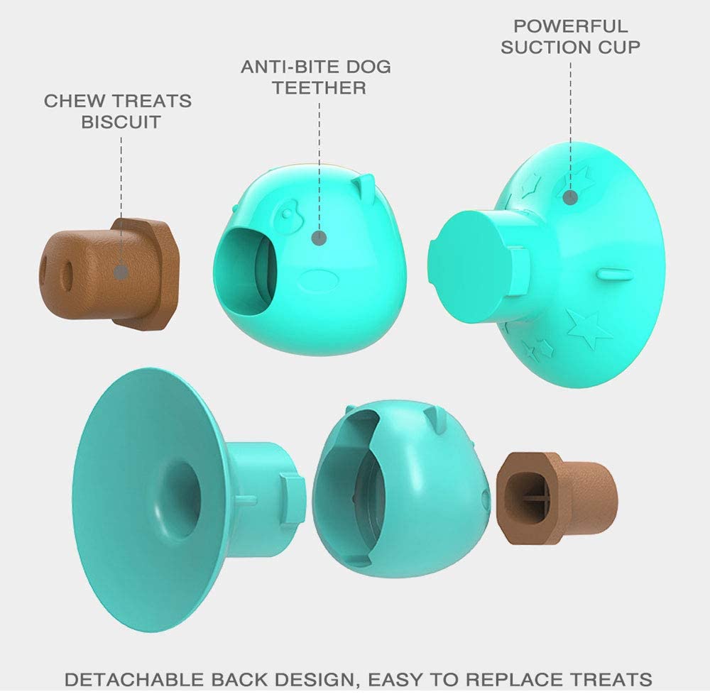  onebarleycorn - Juguete para Lamer El Perro con Ventosa Resistente a Las Mordeduras Juguete para Masticar Los Dientes de Las Mascotas con 3 Piezas de Golosinas para Perros 