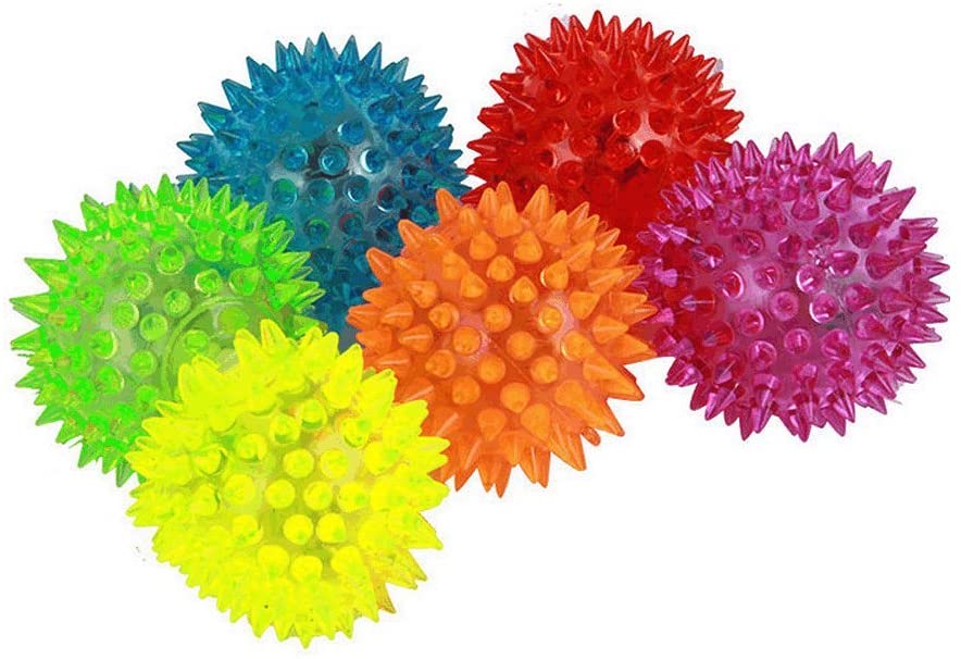  Pack de 6 bolas luminosas elásticas, con Sonido, para Perro, 6,35 cm 