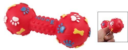  Paw Diseño de Huesos Texturizado Vinilo Mascotas Perro Ton Pesas Toy Red 