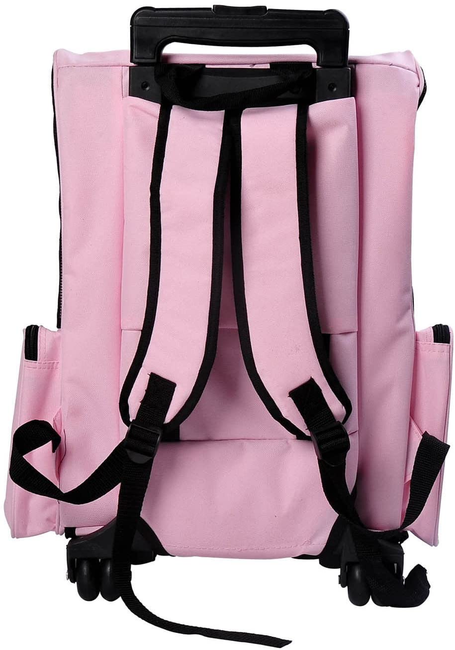  PawHut Transportin Carrito Perro 2 en 1 Mochila Carrito 36x30x49 cm Mascotas Perro Gato Rosa 