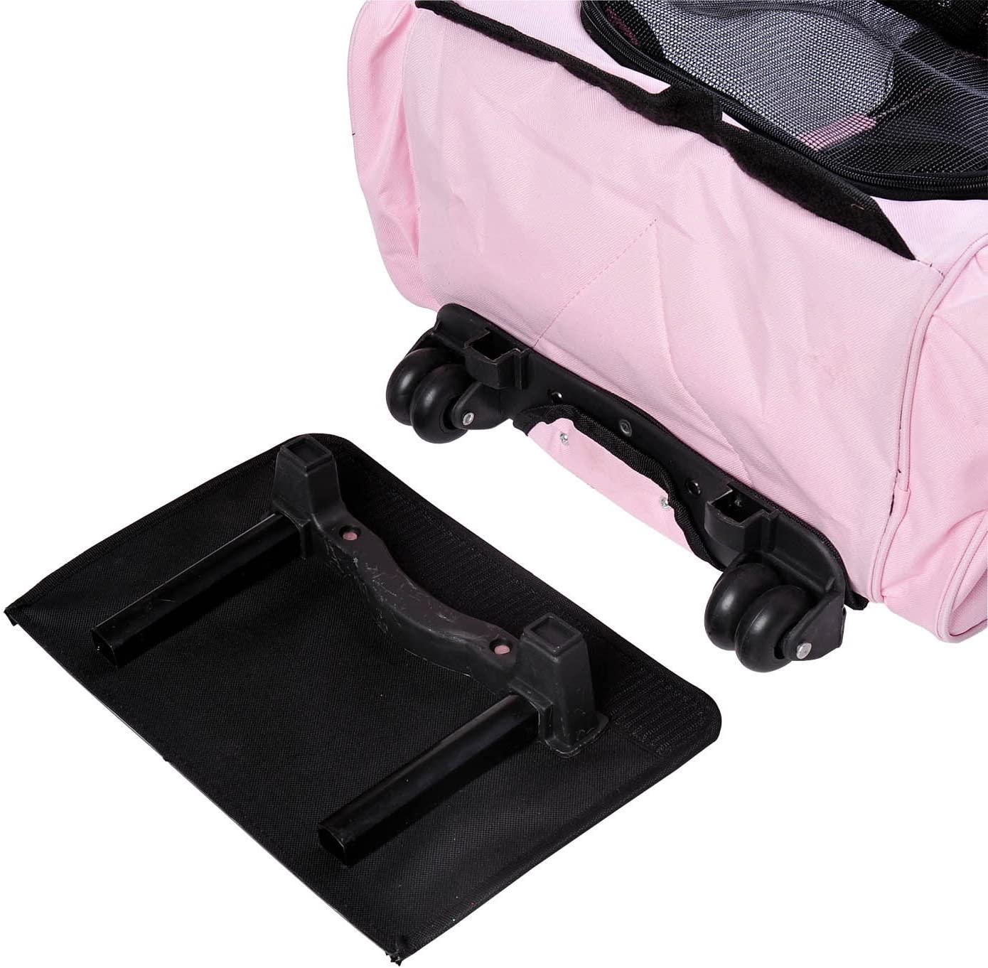  PawHut Transportin Carrito Perro 2 en 1 Mochila Carrito 36x30x49 cm Mascotas Perro Gato Rosa 