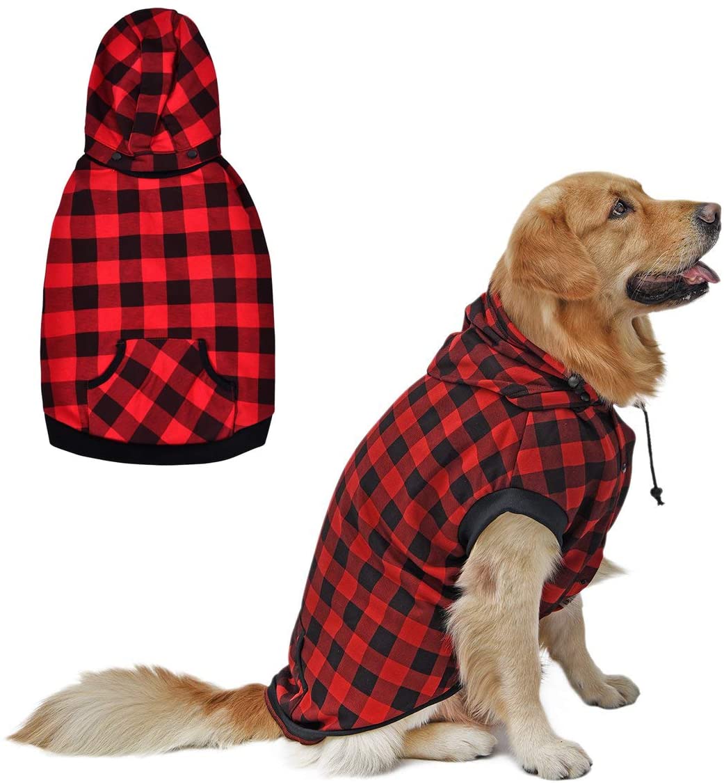  PAWZ Road Perro Camisa a Cuadros Capa Capucha Estilo británico Chaqueta Vestir Mascota Primavera otoño Invierno Ropa Calida para Perrito Pequeños Medianos Grandes Perros Rojo XS 