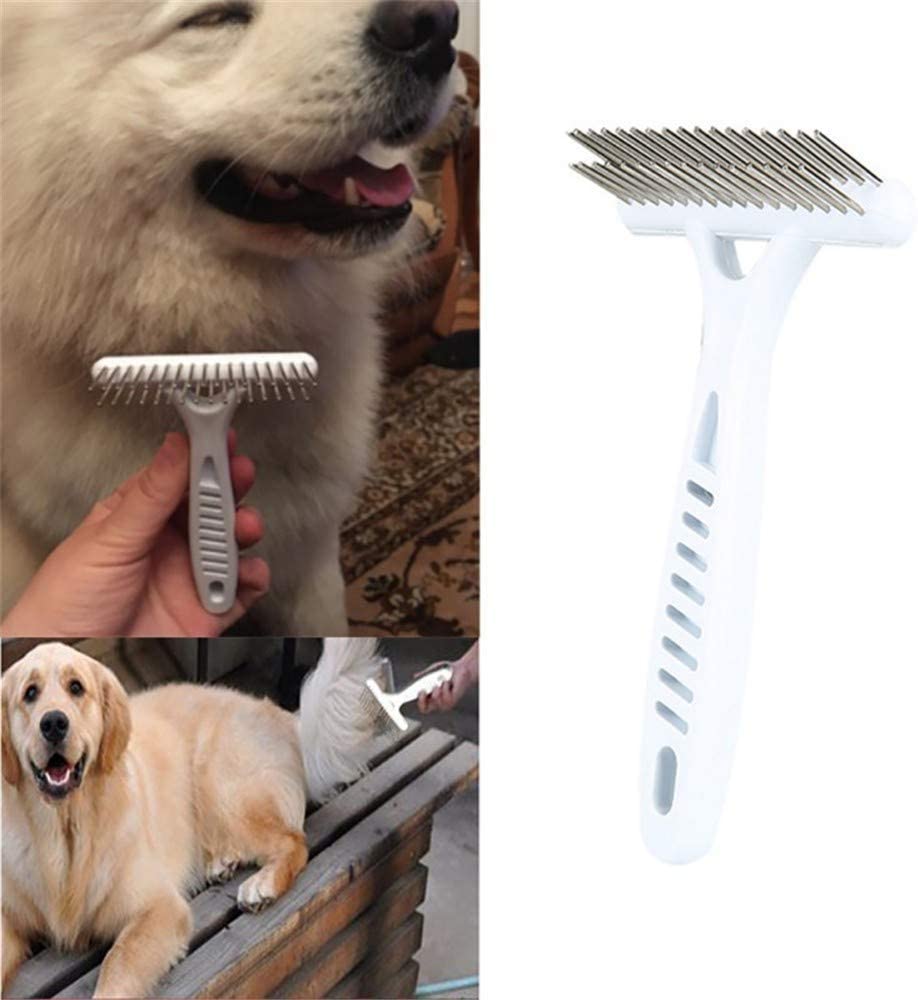  Peine de Pelo de Gato de Perro de Mascota Peines de Limpieza Eliminar rastrillo de Novio de Mascota Cepillo de Pelo Corto Largo y Grueso Peine Pelaje Arrojar Suministros para Perros, Blanco 