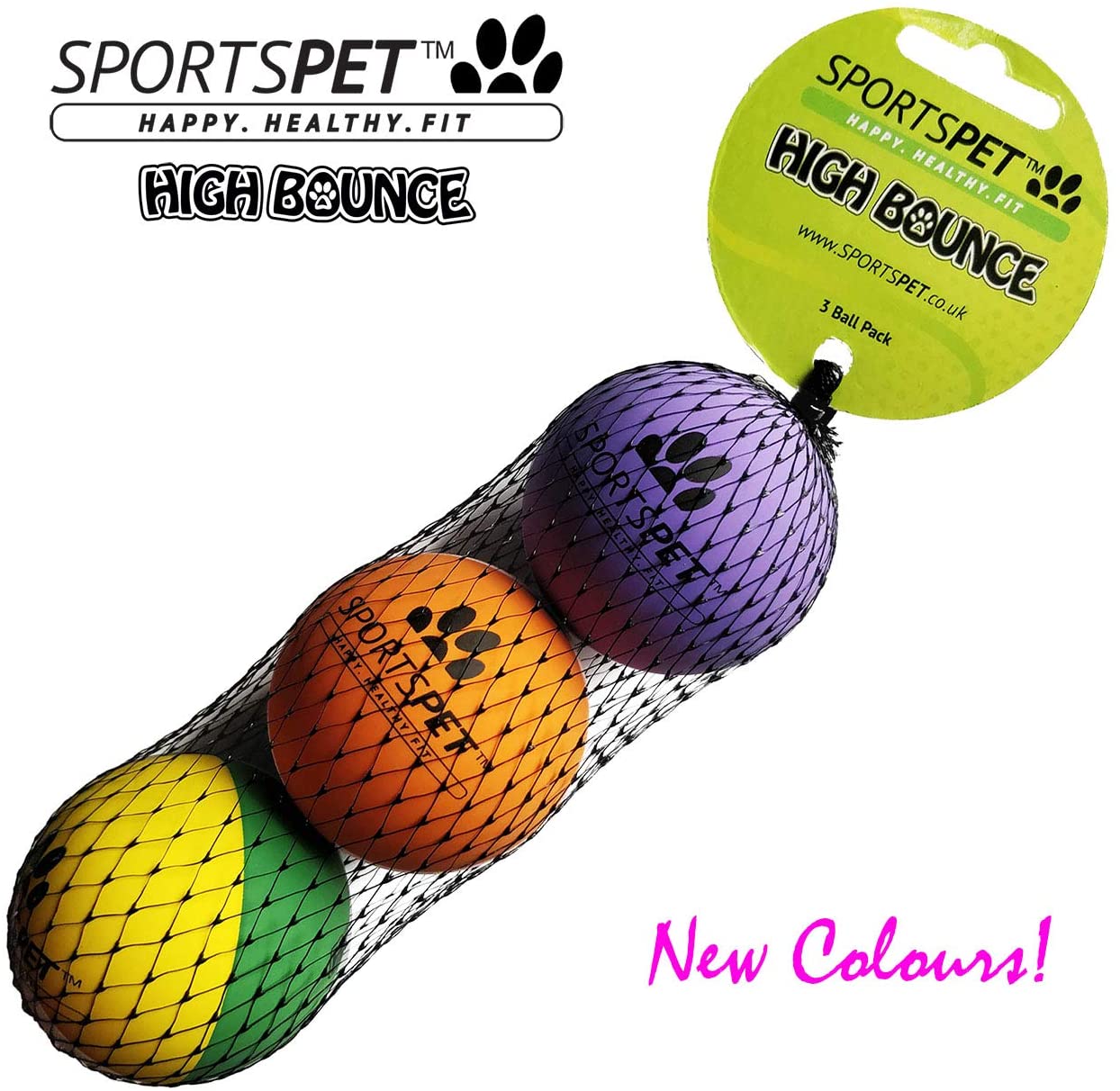  Pelotas de goma para perros SPORTSPET High Bounce Paquete de 3 unidades 